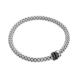 FOPE Solo Flex'it Armband mit drei Rondellen und schwarzem Pavébesatz