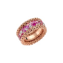 FOPE Bubble Ring mit Diamanten und rosa Saphiren